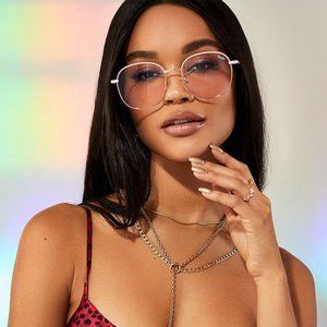 Quay Jezabell Pink Gold Blue Light Tinted Glasses